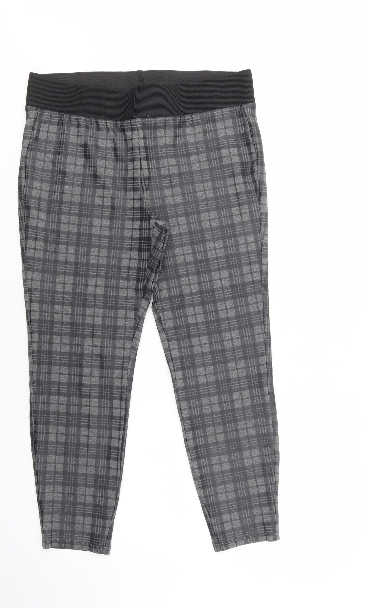 George Womens Grey Plaid Viscose Jogger Leggings Size 14 L27 in