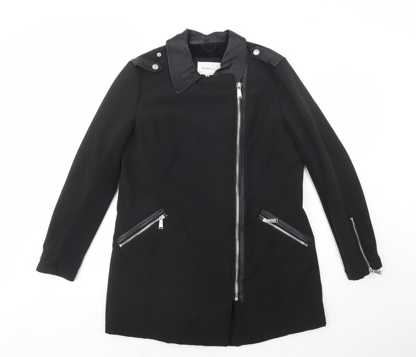 BCBGeneration Womens Black   Biker Coat Size L  Zip