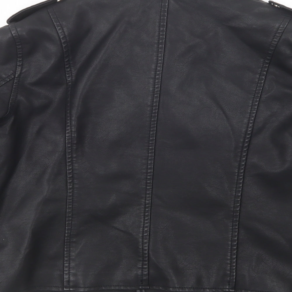 Quiz Womens Black   Biker Jacket Size 14  Zip