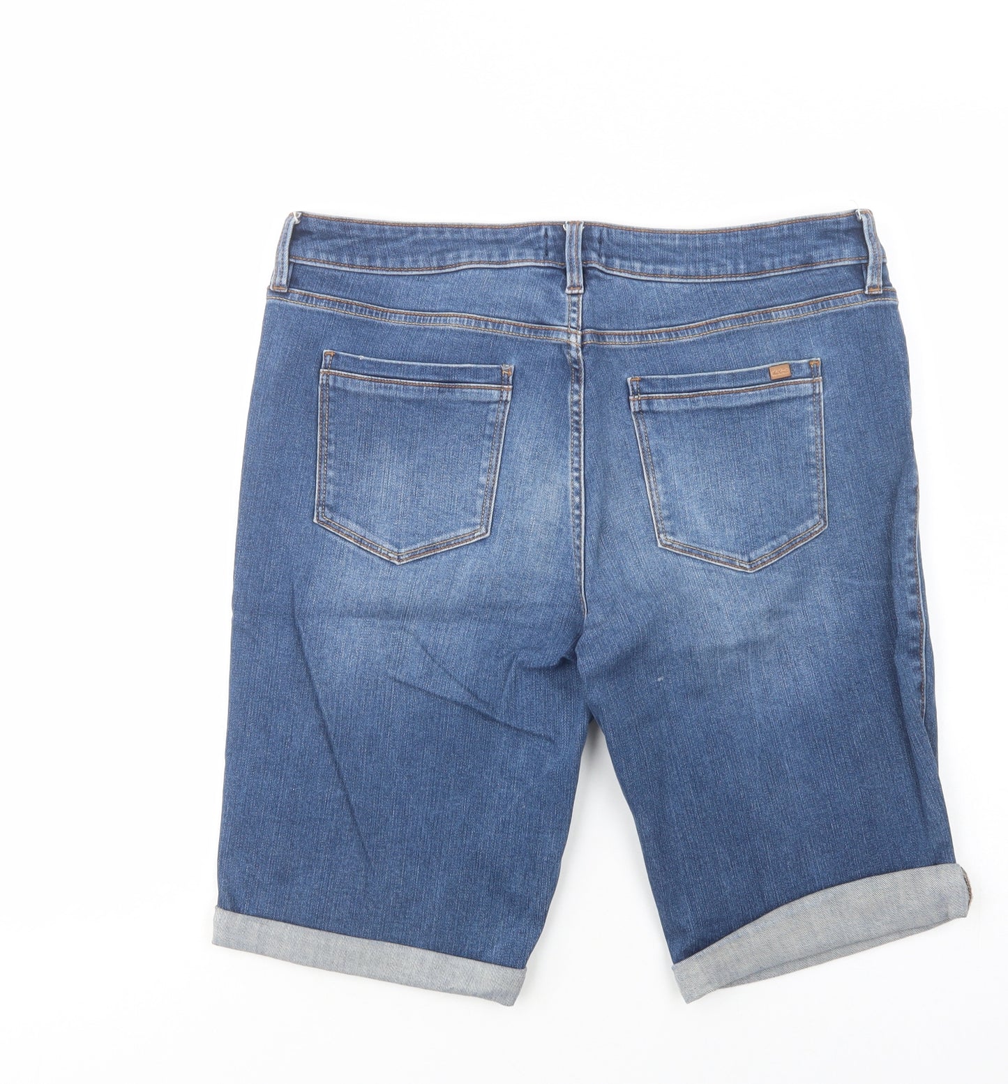 F&F Womens Blue  Cotton Chino Shorts Size 16 L13 in Regular Button
