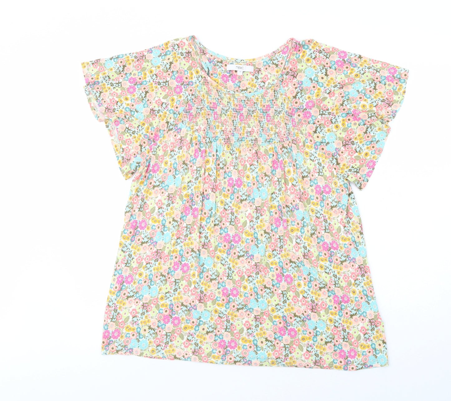 NEXT Womens Multicoloured Floral Viscose Basic Blouse Size 18 Crew Neck