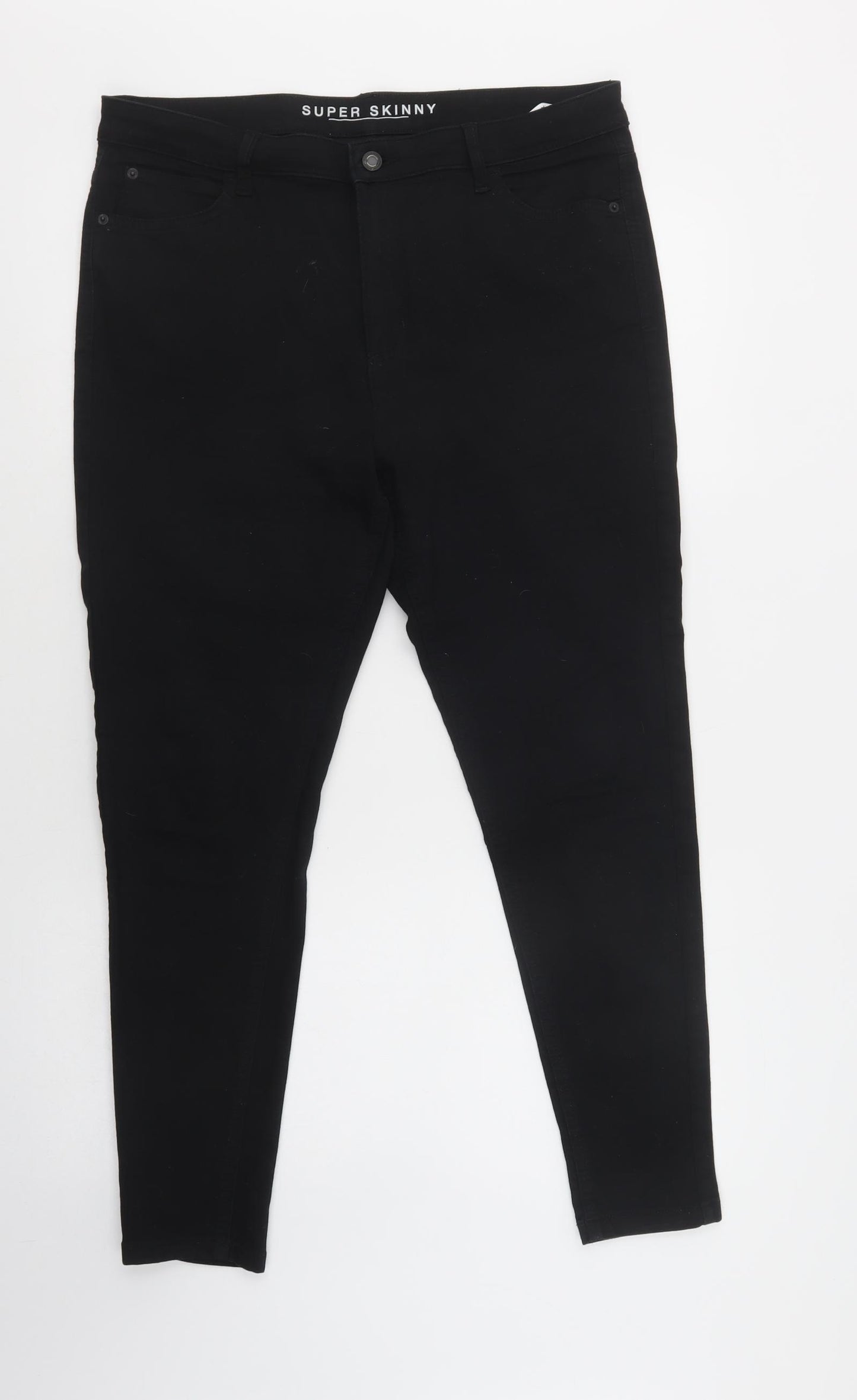Marks and Spencer Womens Black  Cotton Skinny Jeans Size 16 L29 in Regular Button