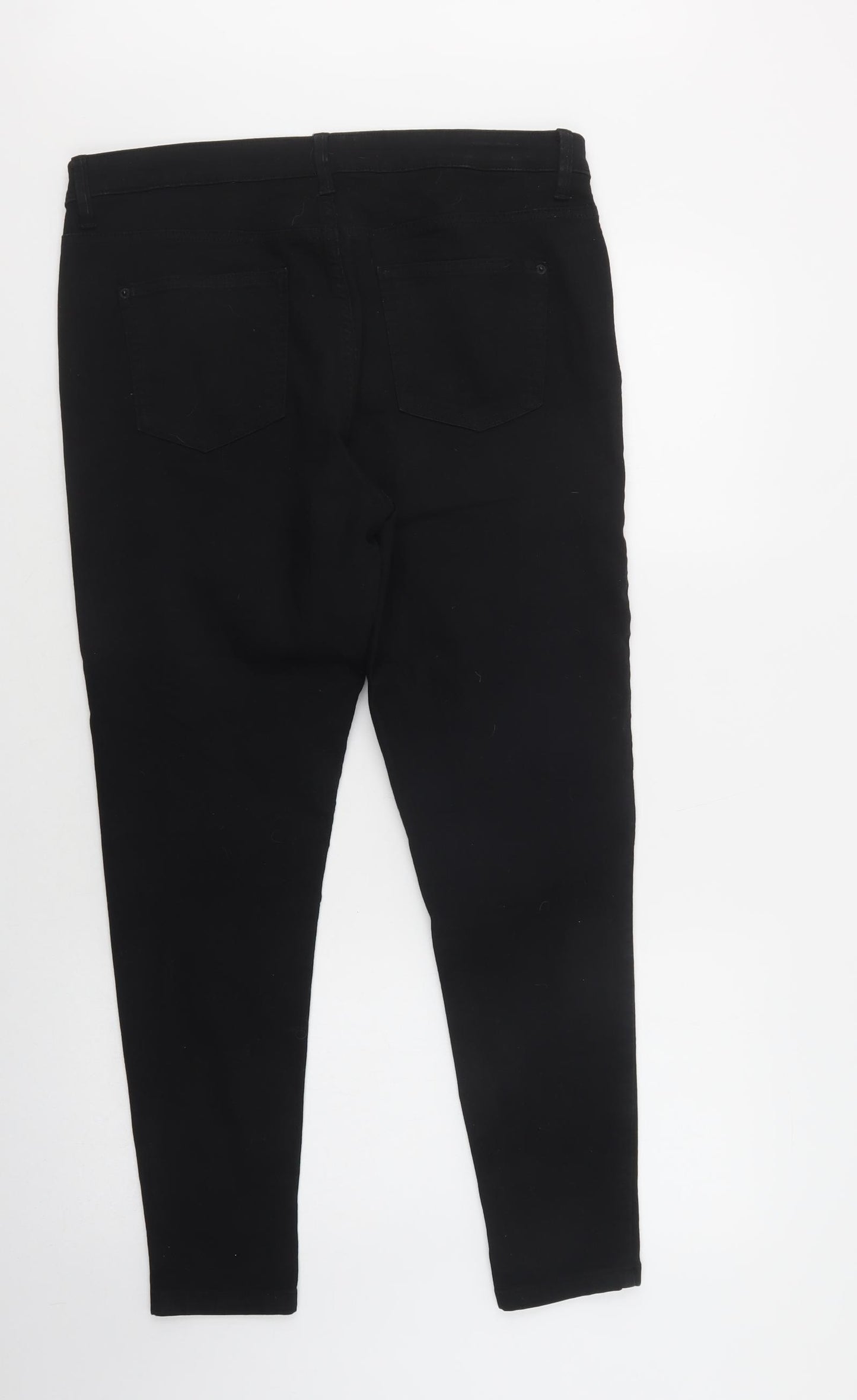 Marks and Spencer Womens Black  Cotton Skinny Jeans Size 16 L29 in Regular Button