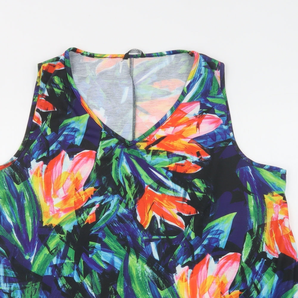 Roman Womens Multicoloured Geometric Polyester Basic Tank Size 20 V-Neck