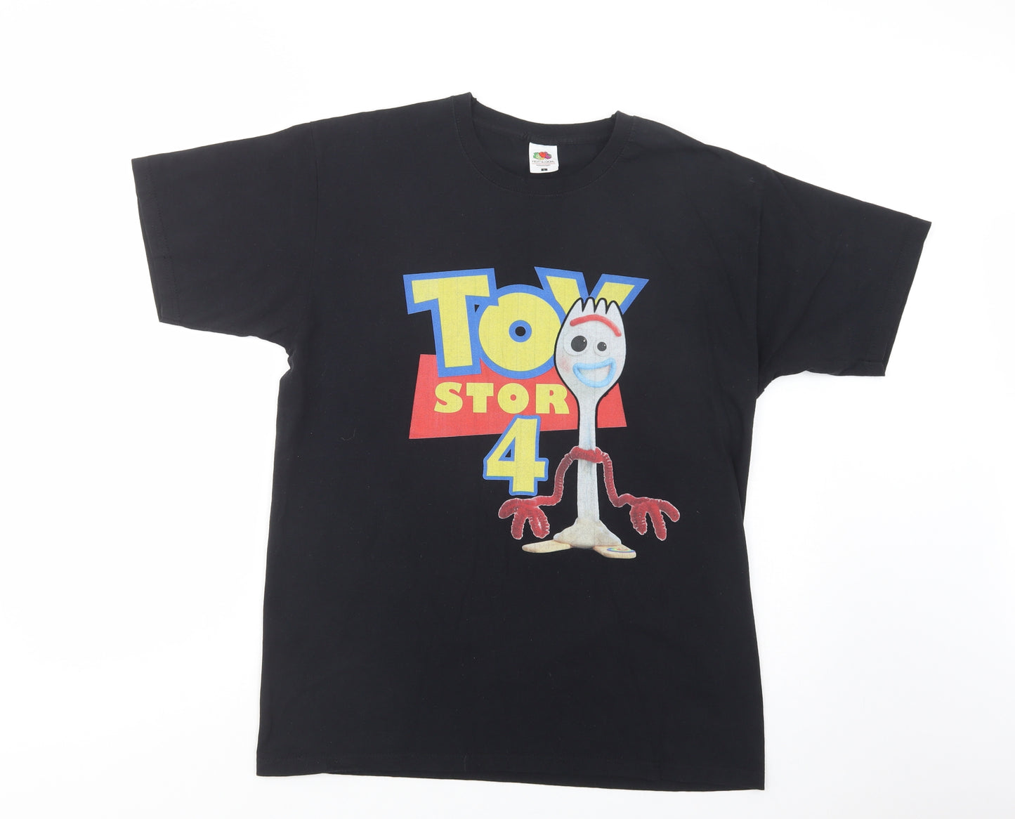 Fruit of the Loom Womens Black  Cotton Basic T-Shirt Size L Crew Neck - Toy Story 4