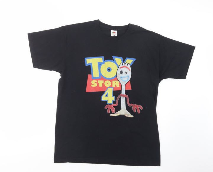 Fruit of the Loom Womens Black  Cotton Basic T-Shirt Size L Crew Neck - Toy Story 4