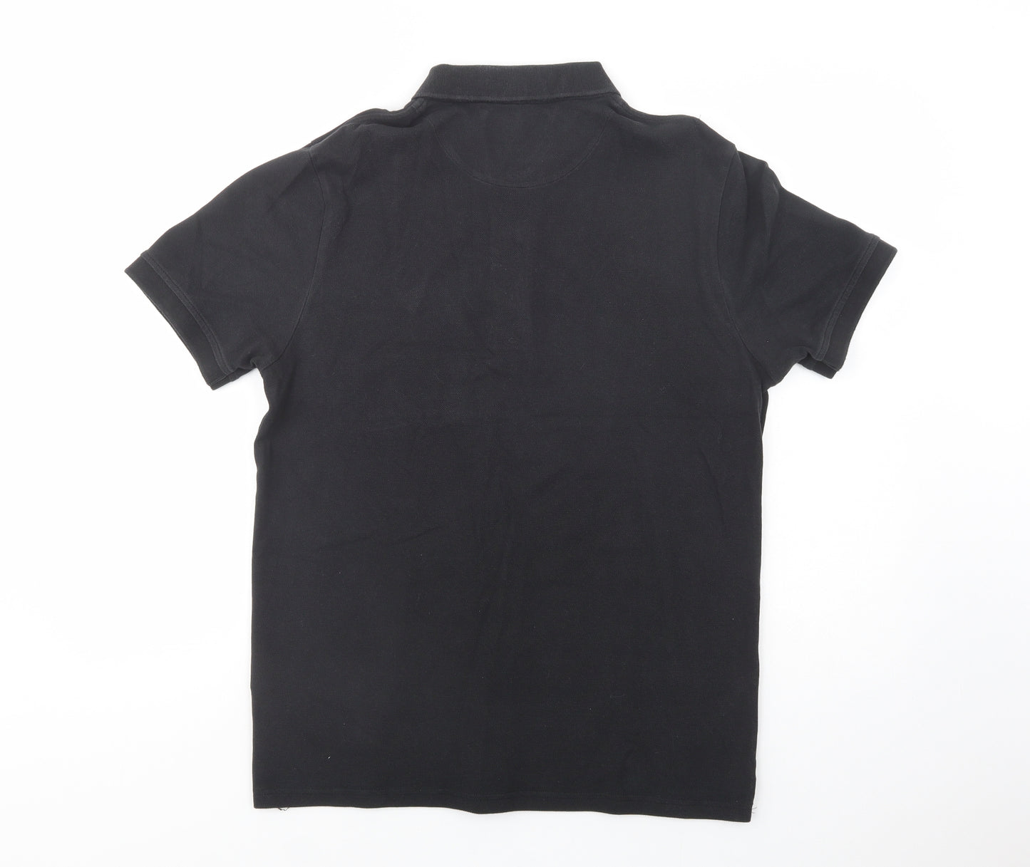 Lyle & Scott Mens Black  Cotton  Polo Size L Collared Button