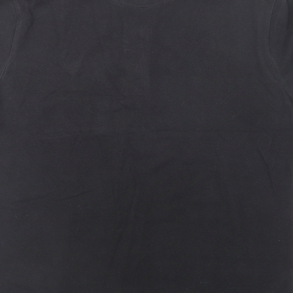 Lyle & Scott Mens Black  Cotton  Polo Size L Collared Button