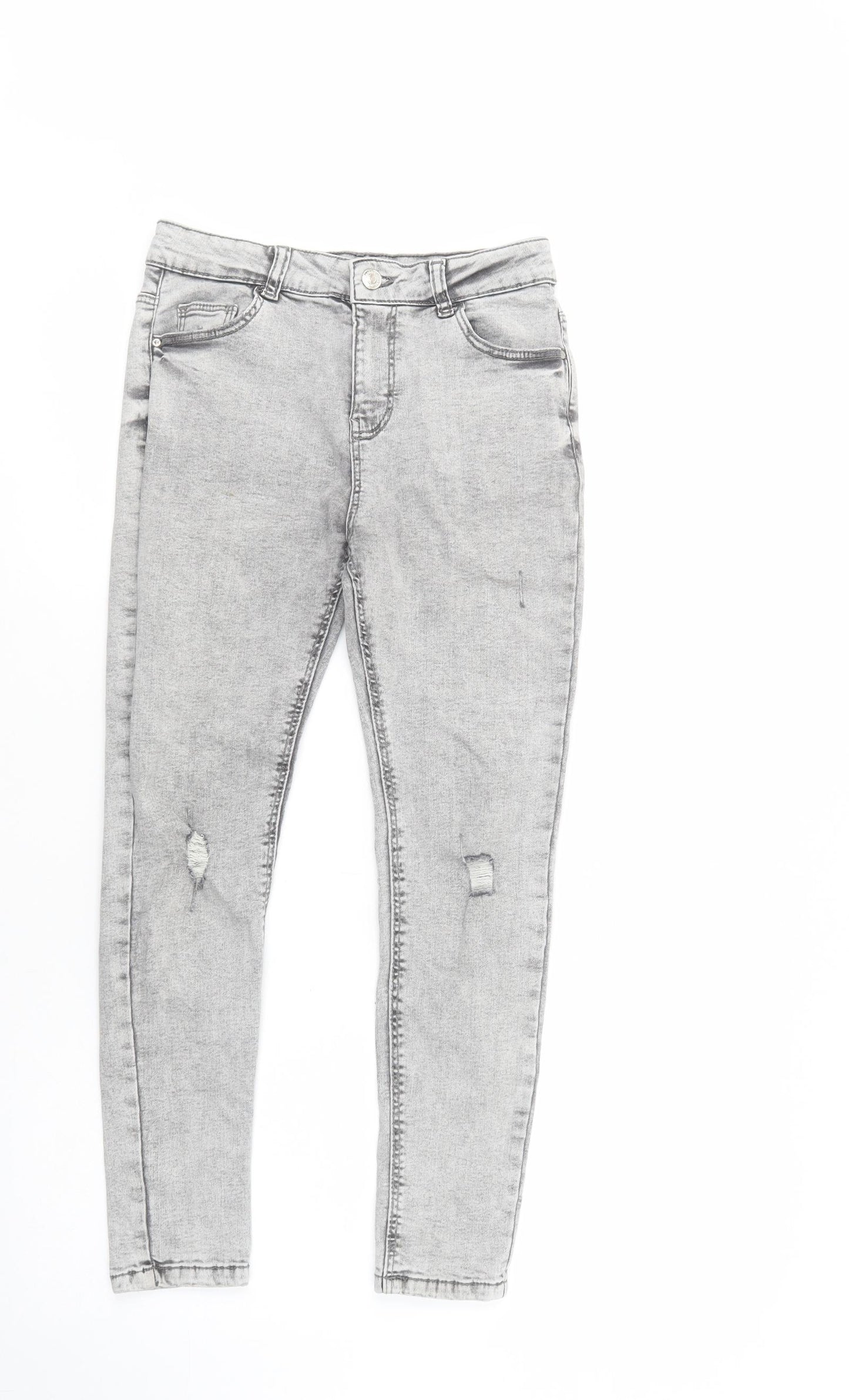 Primark Girls Grey  Cotton Skinny Jeans Size 11-12 Years  Regular Button