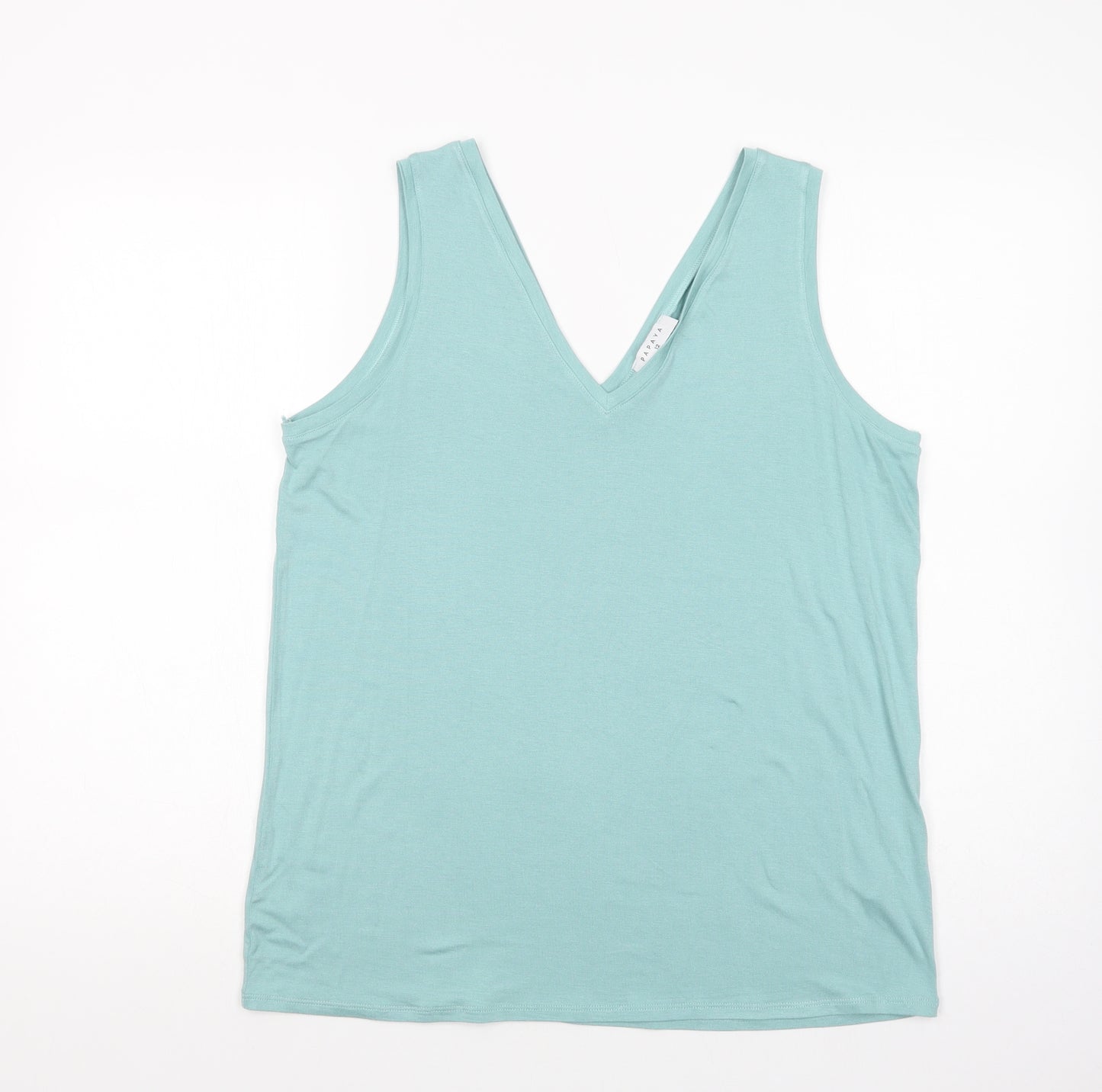 Matalan Womens Green  Viscose Basic Tank Size 12 V-Neck