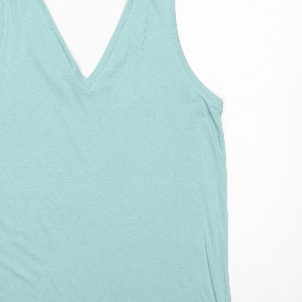 Matalan Womens Green  Viscose Basic Tank Size 12 V-Neck
