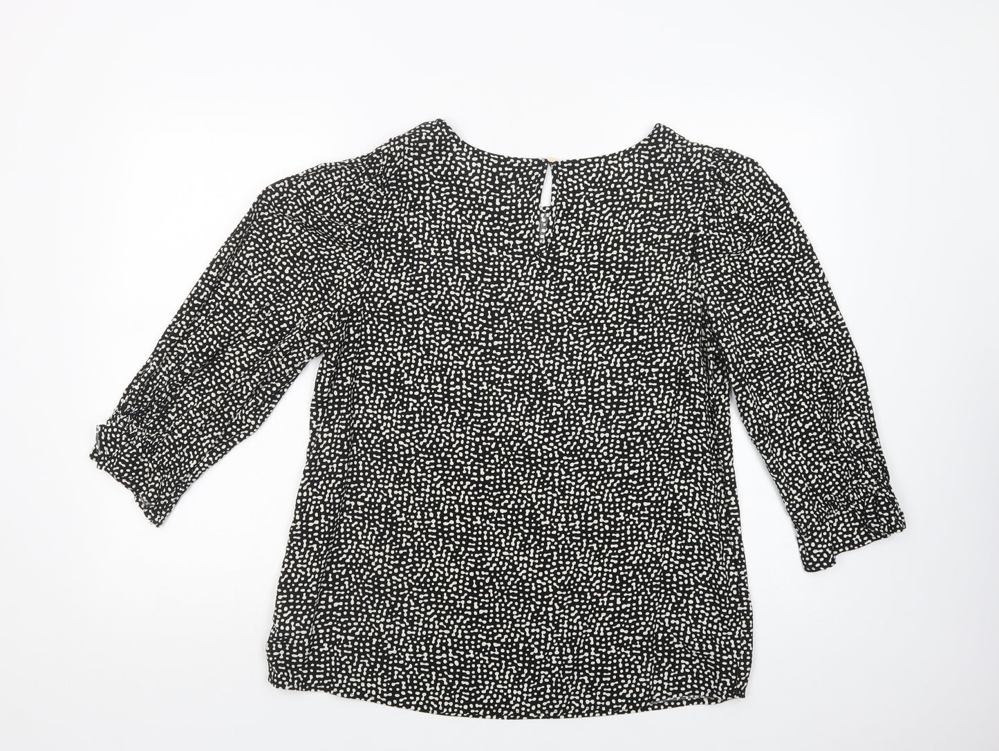 F&F Womens Black Animal Print Viscose Basic Blouse Size 12 Boat Neck