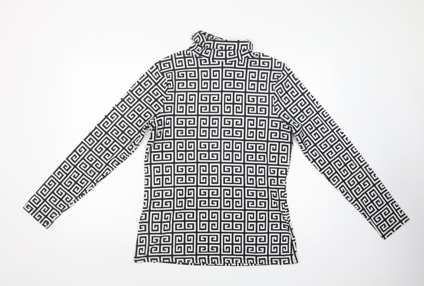 Pep & Co Womens White Geometric Polyester Basic Blouse Size 14 Roll Neck