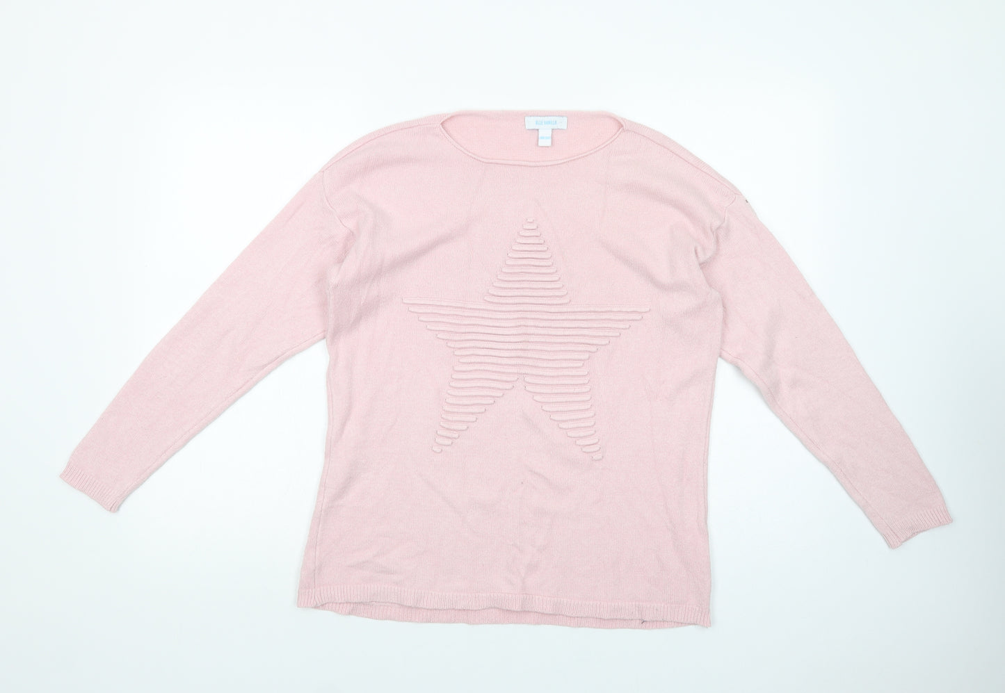 Blue Vanilla Womens Pink Crew Neck  Polyester Pullover Jumper One Size   - Star