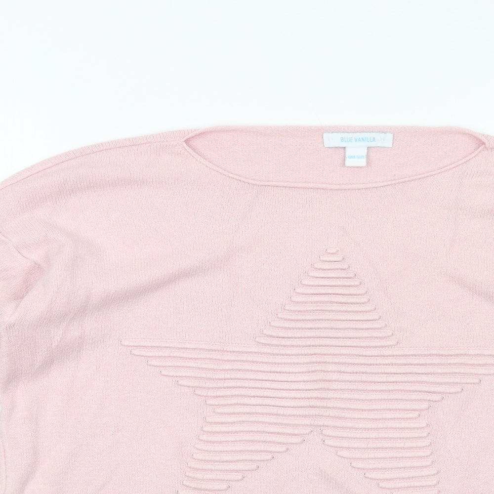 Blue Vanilla Womens Pink Crew Neck  Polyester Pullover Jumper One Size   - Star