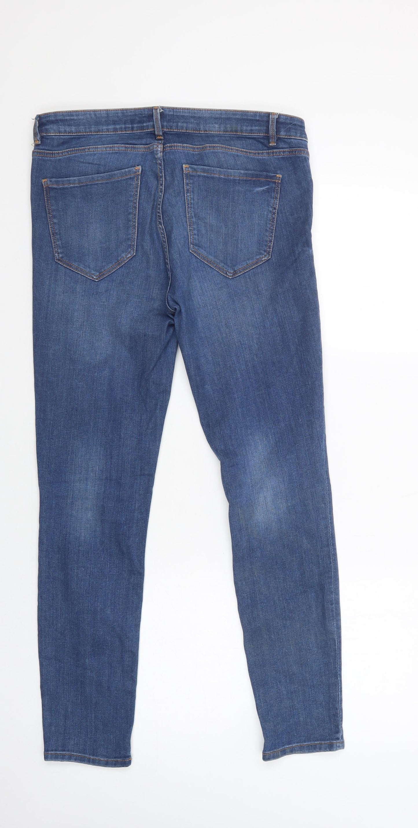 Zara Womens Blue  Cotton Skinny Jeans Size 14 L29 in Regular Button