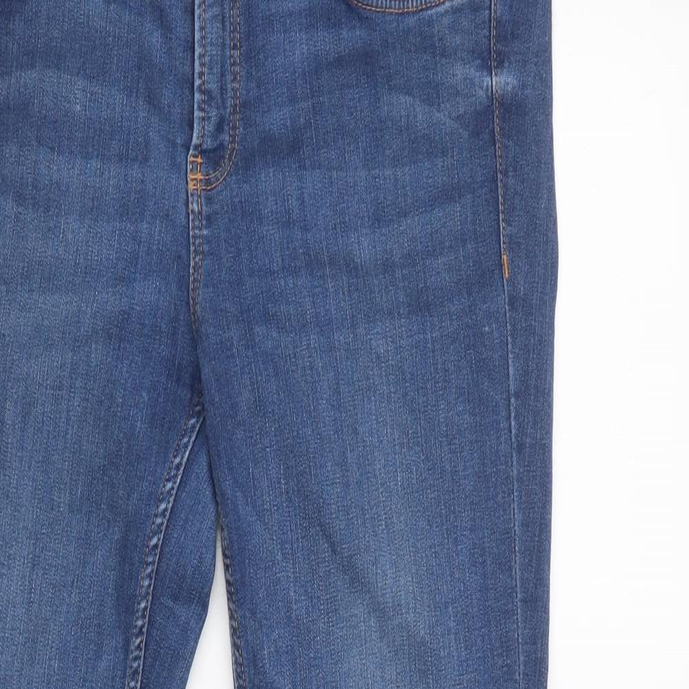 Zara Womens Blue  Cotton Skinny Jeans Size 14 L29 in Regular Button