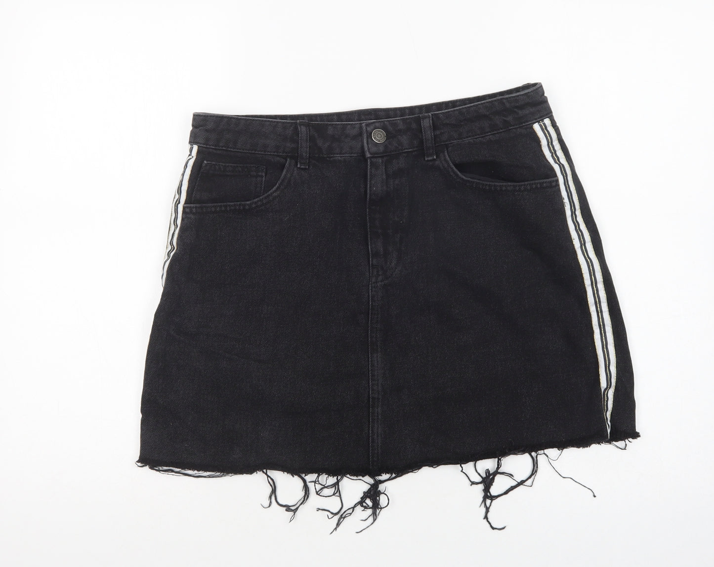 Denim Co. Womens Black  Cotton Mini Skirt Size 14   Button