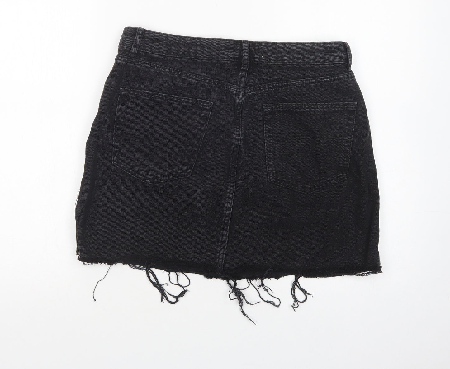 Denim Co. Womens Black  Cotton Mini Skirt Size 14   Button