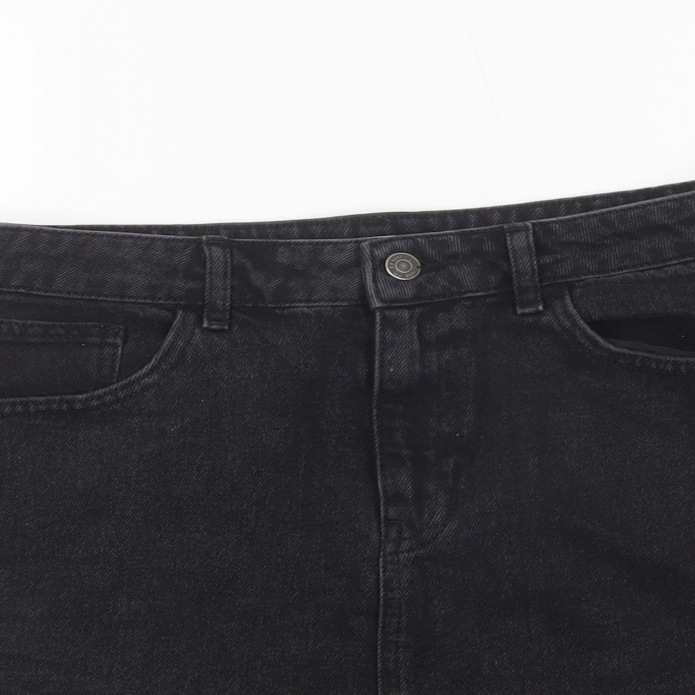 Denim Co. Womens Black  Cotton Mini Skirt Size 14   Button