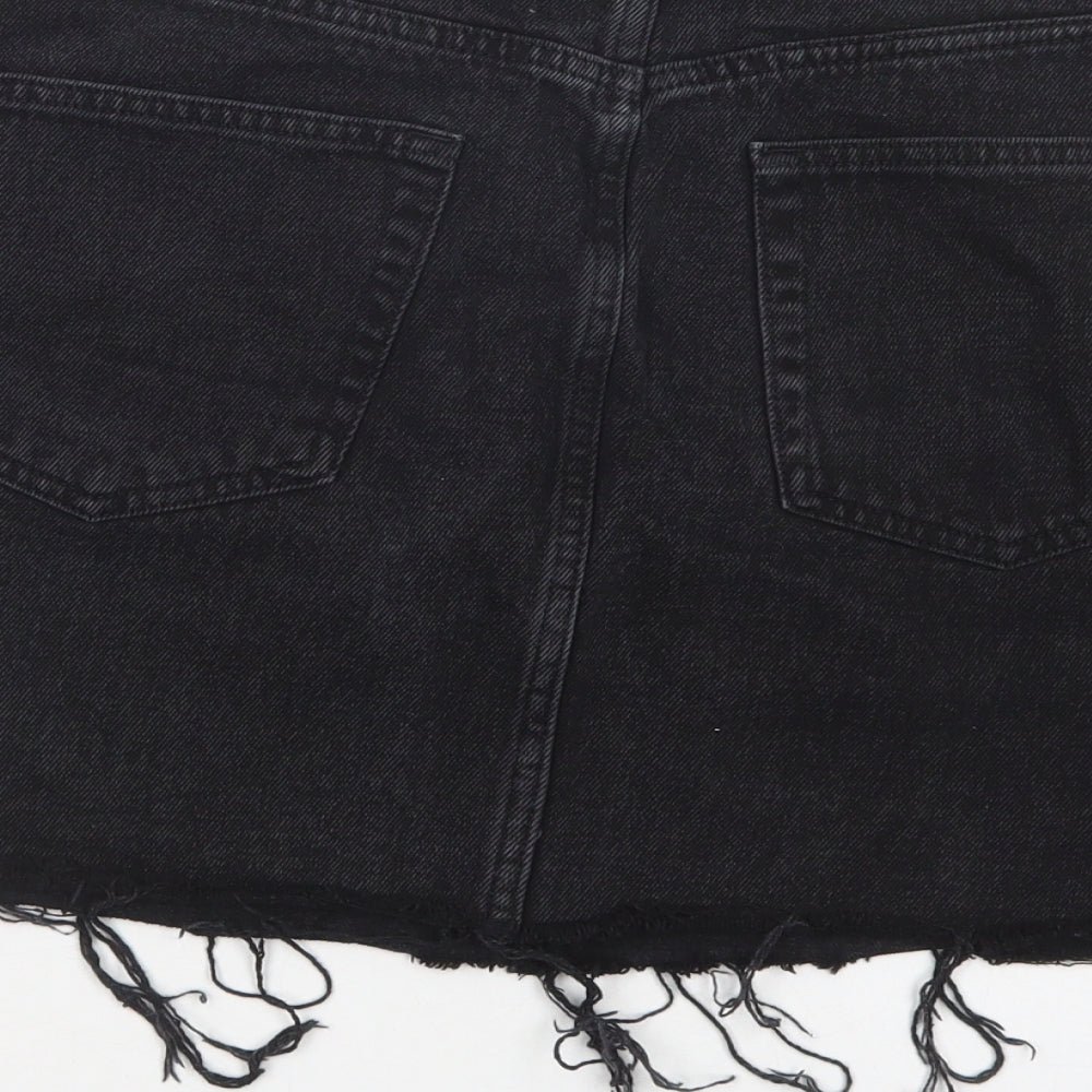 Denim Co. Womens Black  Cotton Mini Skirt Size 14   Button