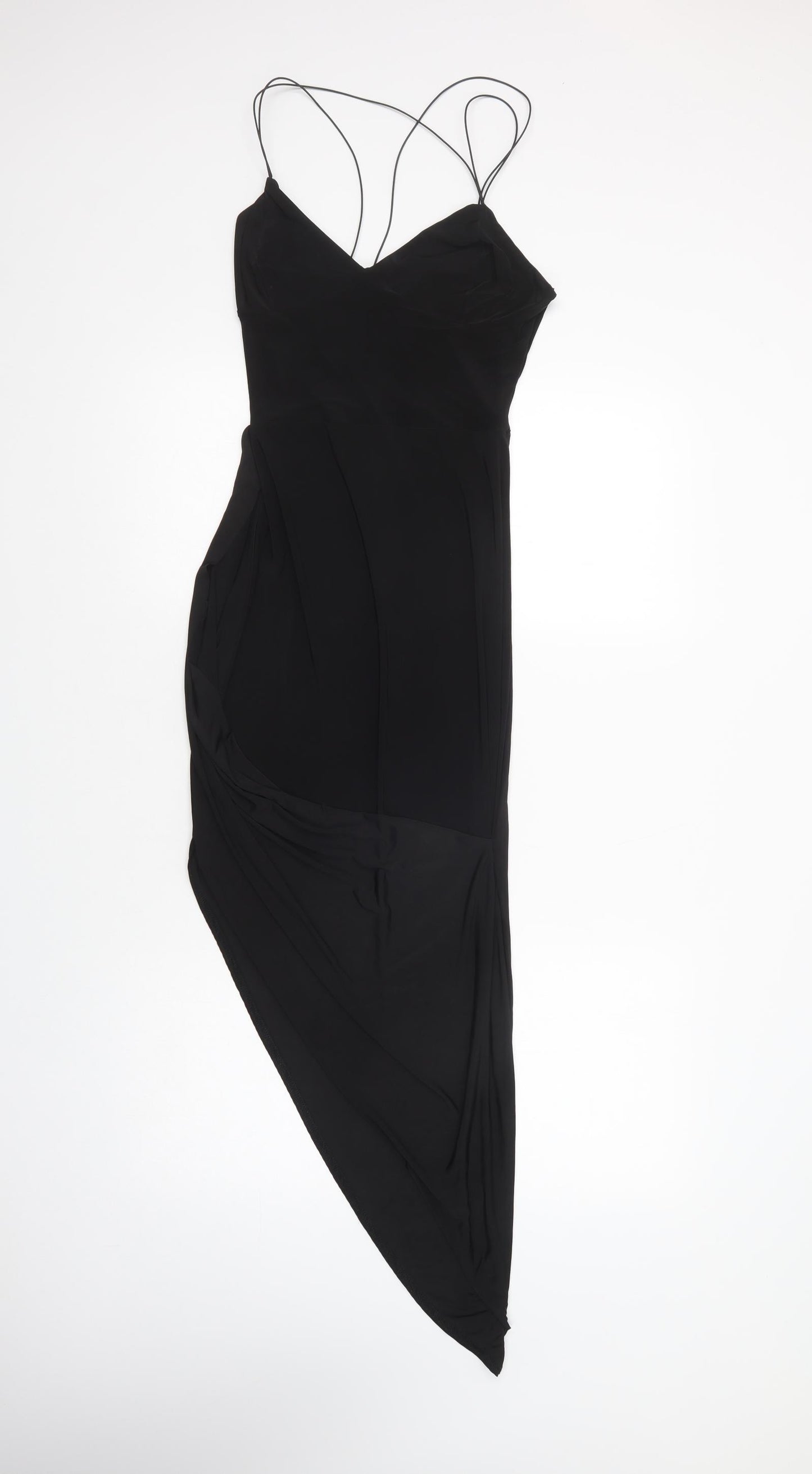 PRETTYLITTLETHING Womens Black  Polyester Bodycon  Size 12  V-Neck Pullover