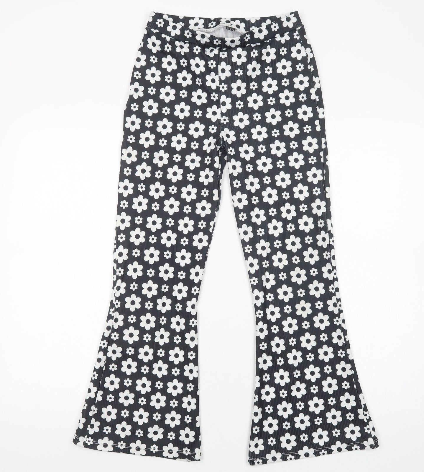 River Island Girls Black Floral Polyester Jogger Trousers Size 11-12 Years  Regular