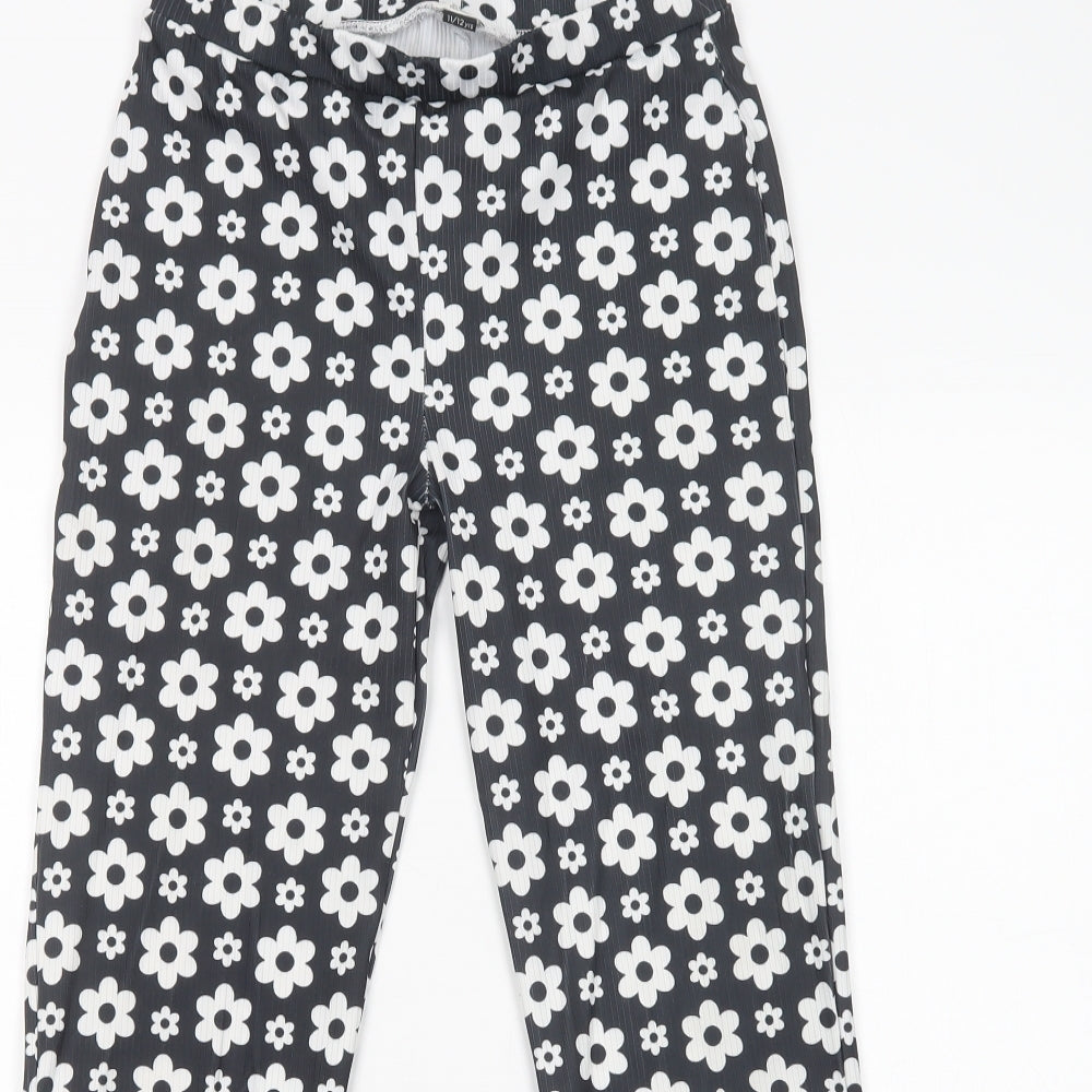River Island Girls Black Floral Polyester Jogger Trousers Size 11-12 Years  Regular