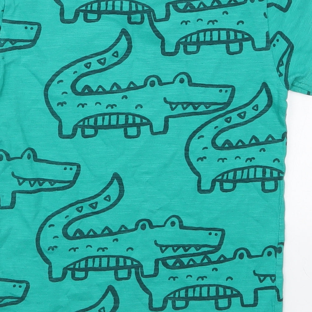 NEXT Boys Green  Cotton Basic T-Shirt Size 4-5 Years Crew Neck Pullover - Crocodiles