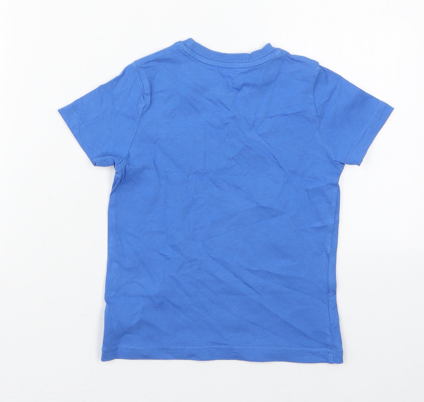 Marks and Spencer Boys Blue  Cotton Basic T-Shirt Size 4-5 Years Crew Neck Pullover - Chest Pocket