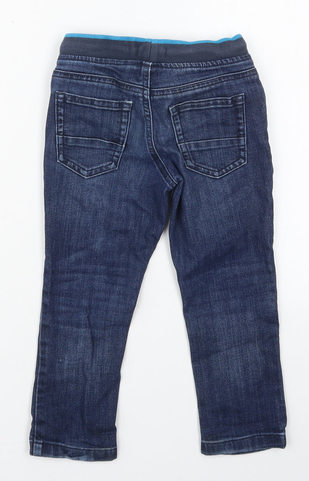 Blue Zoo Boys Blue  Cotton Straight Jeans Size 3-4 Years  Regular Drawstring