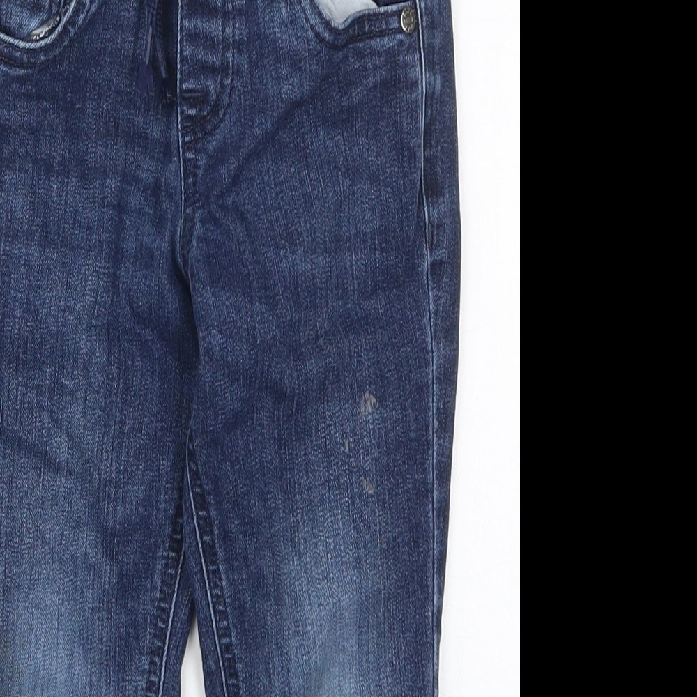Blue Zoo Boys Blue  Cotton Straight Jeans Size 3-4 Years  Regular Drawstring