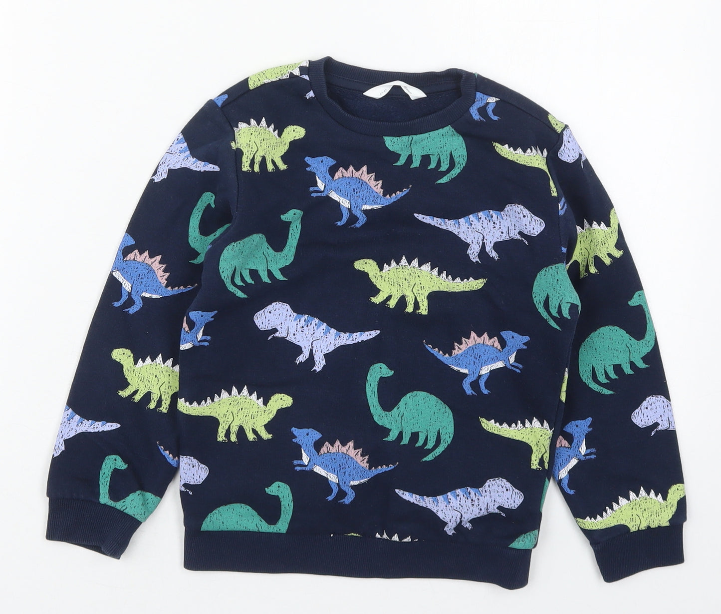 Marks and Spencer Boys Blue  Cotton Pullover Sweatshirt Size 4-5 Years  Pullover - Dinosaurs