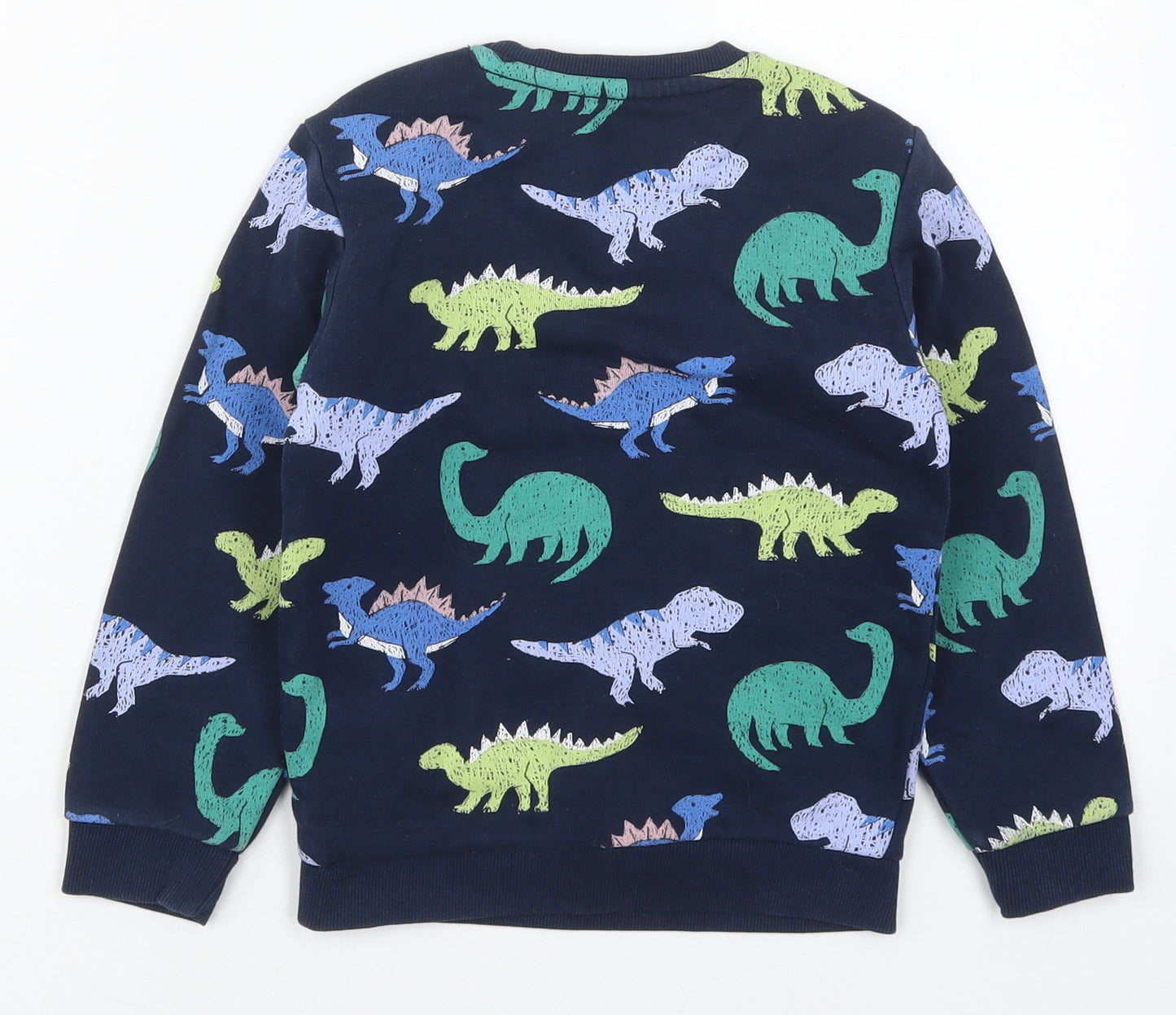 Marks and Spencer Boys Blue  Cotton Pullover Sweatshirt Size 4-5 Years  Pullover - Dinosaurs