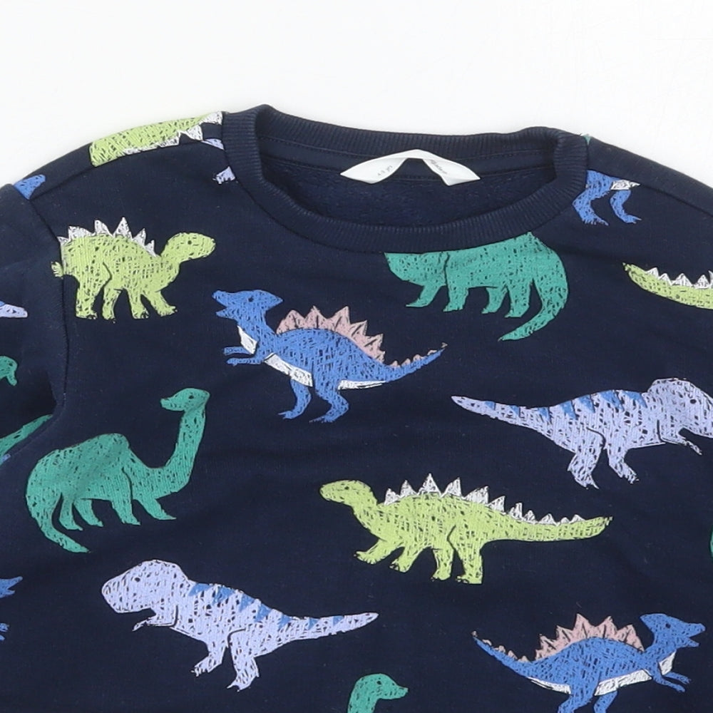 Marks and Spencer Boys Blue  Cotton Pullover Sweatshirt Size 4-5 Years  Pullover - Dinosaurs
