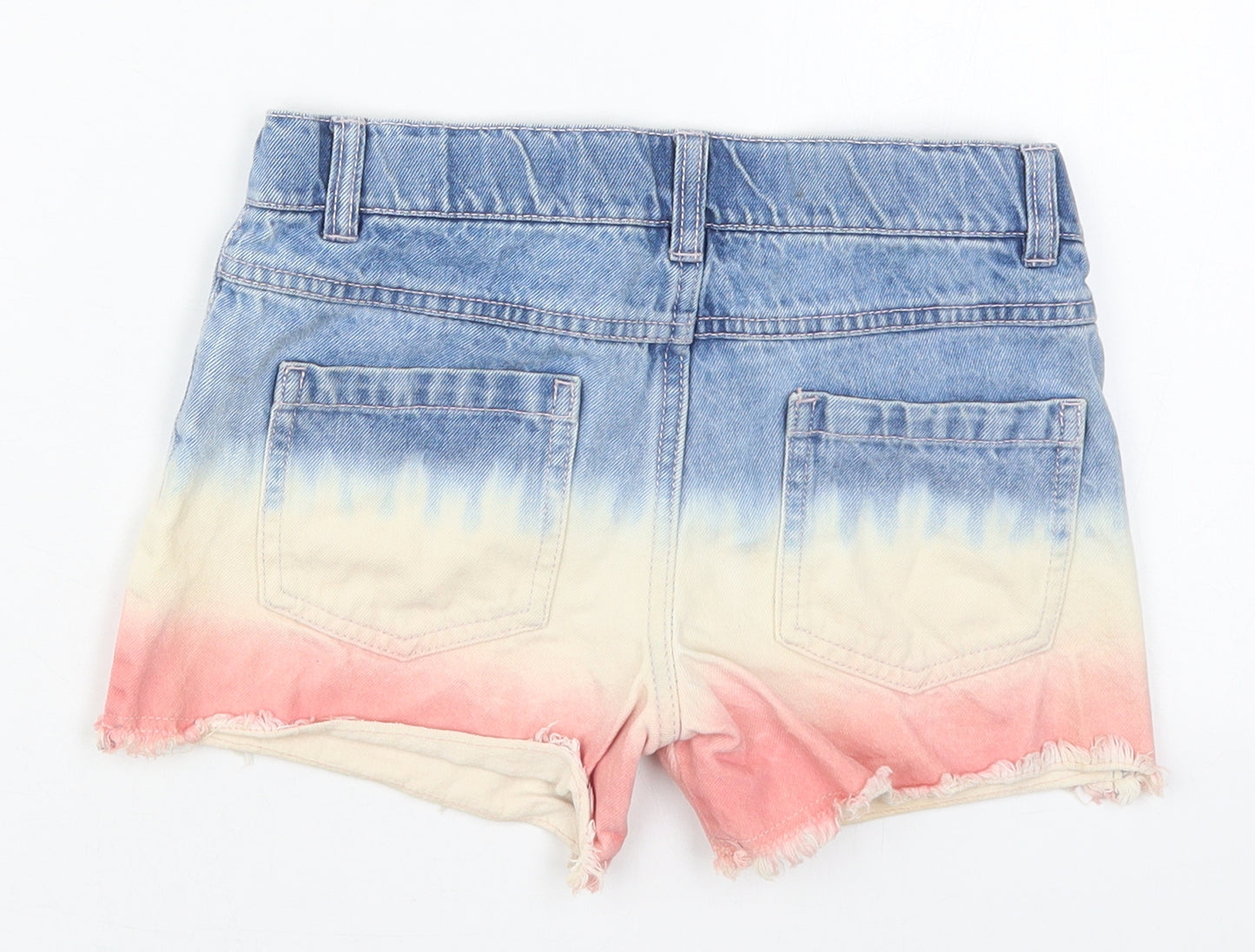 F&F Girls Blue  Cotton Cut-Off Shorts Size 8-9 Years  Regular  - Pink Tie Dye