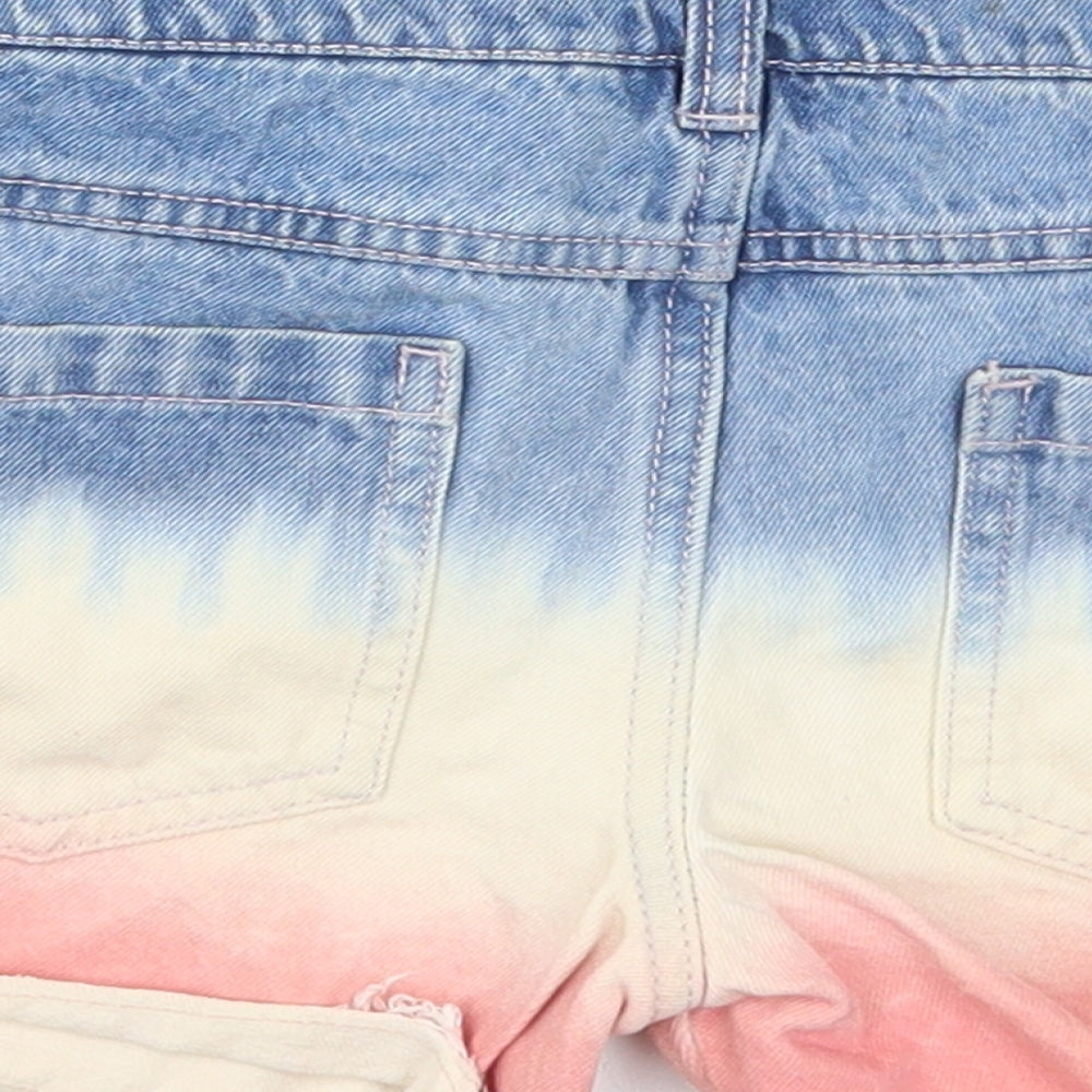 F&F Girls Blue  Cotton Cut-Off Shorts Size 8-9 Years  Regular  - Pink Tie Dye