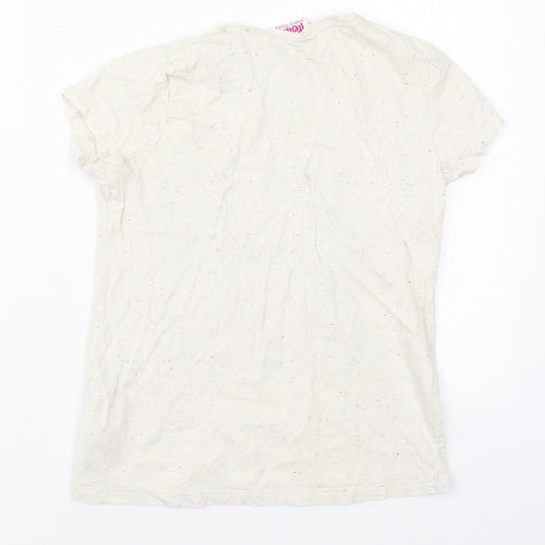 F&F Girls Beige  Cotton Basic T-Shirt Size 9-10 Years Crew Neck Pullover - Trolls