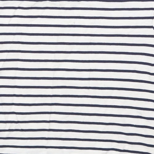 F&F Girls White Striped Cotton Cropped T-Shirt Size 9-10 Years Crew Neck Pullover - Love
