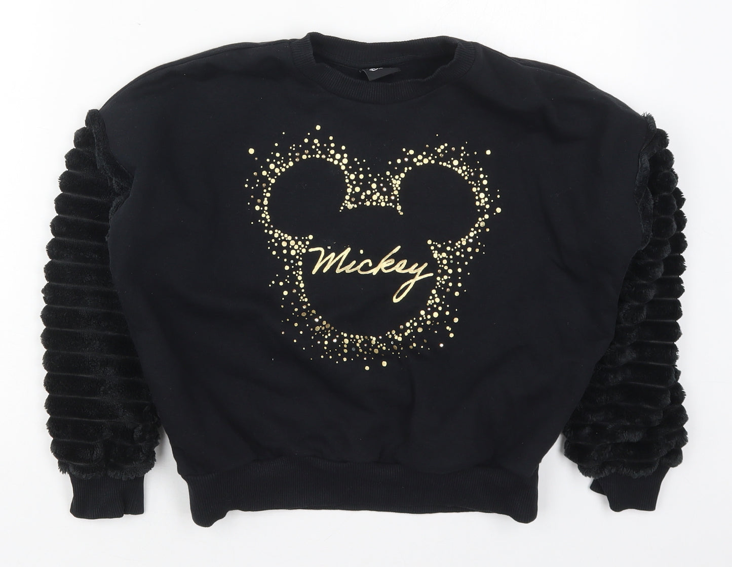 F&F Girls Black  Cotton Pullover Sweatshirt Size 9-10 Years  Pullover - Mickey Mouse
