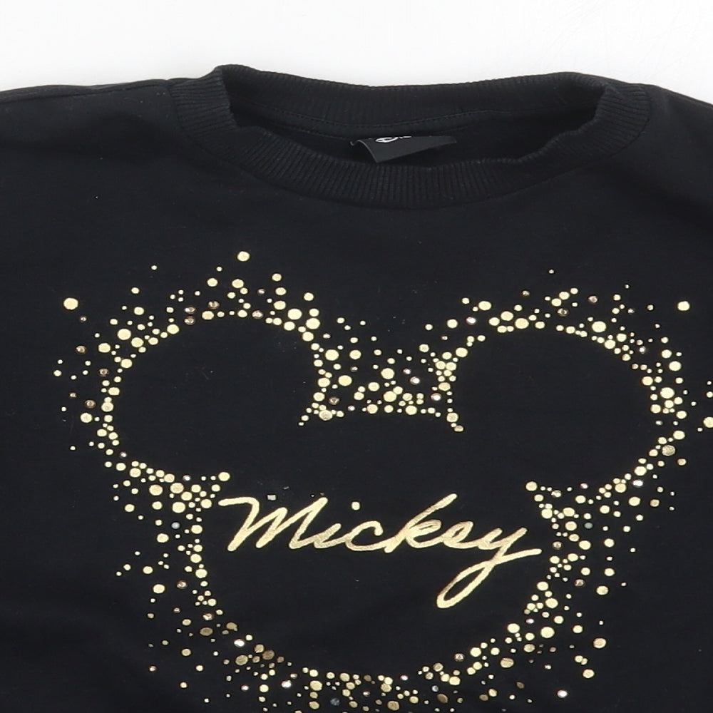 F&F Girls Black  Cotton Pullover Sweatshirt Size 9-10 Years  Pullover - Mickey Mouse