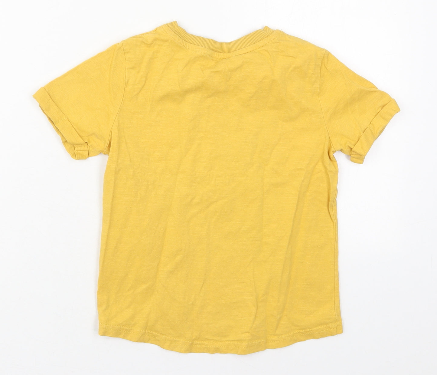 George Boys Yellow  Cotton Basic T-Shirt Size 4-5 Years Crew Neck Pullover - Dinosaur To Do List