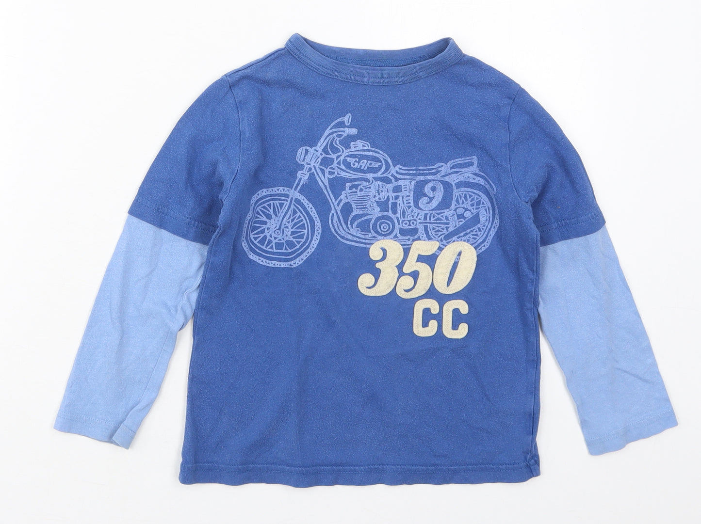 Gap Boys Blue  Cotton Basic T-Shirt Size 5 Years Crew Neck Pullover - Motorcycle