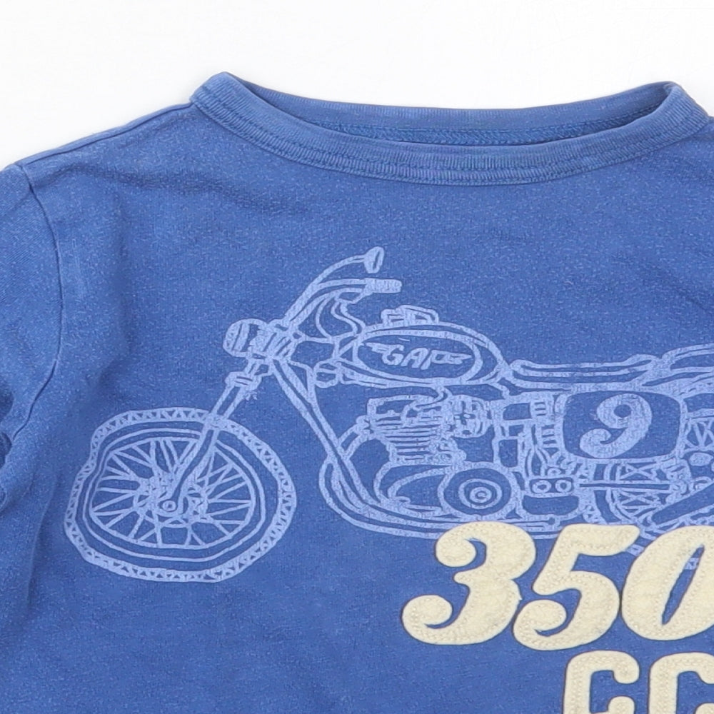 Gap Boys Blue  Cotton Basic T-Shirt Size 5 Years Crew Neck Pullover - Motorcycle