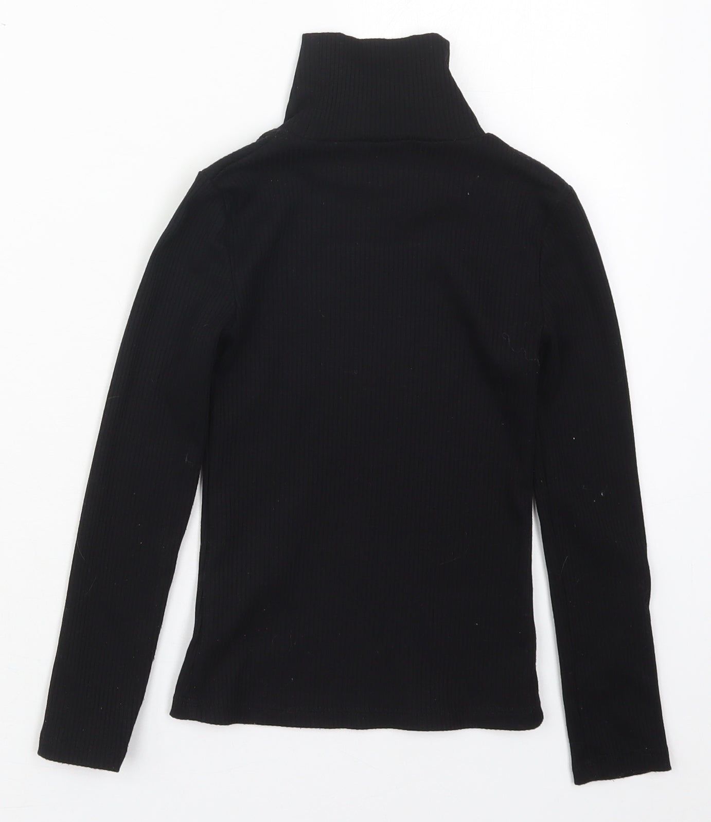 F&F Girls Black  Polyester Basic T-Shirt Size 7-8 Years High Neck Pullover
