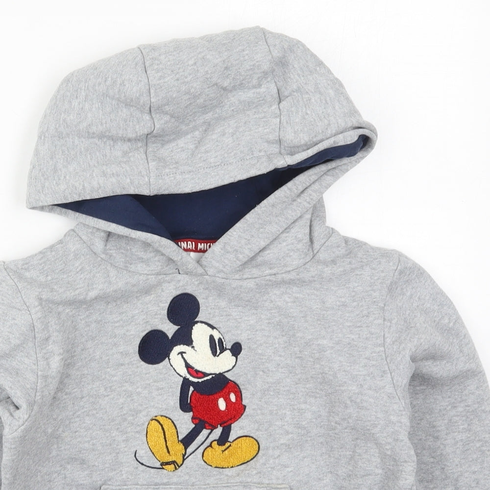 Disney Boys Grey  Cotton Pullover Hoodie Size S  Pullover - Mickey Mouse