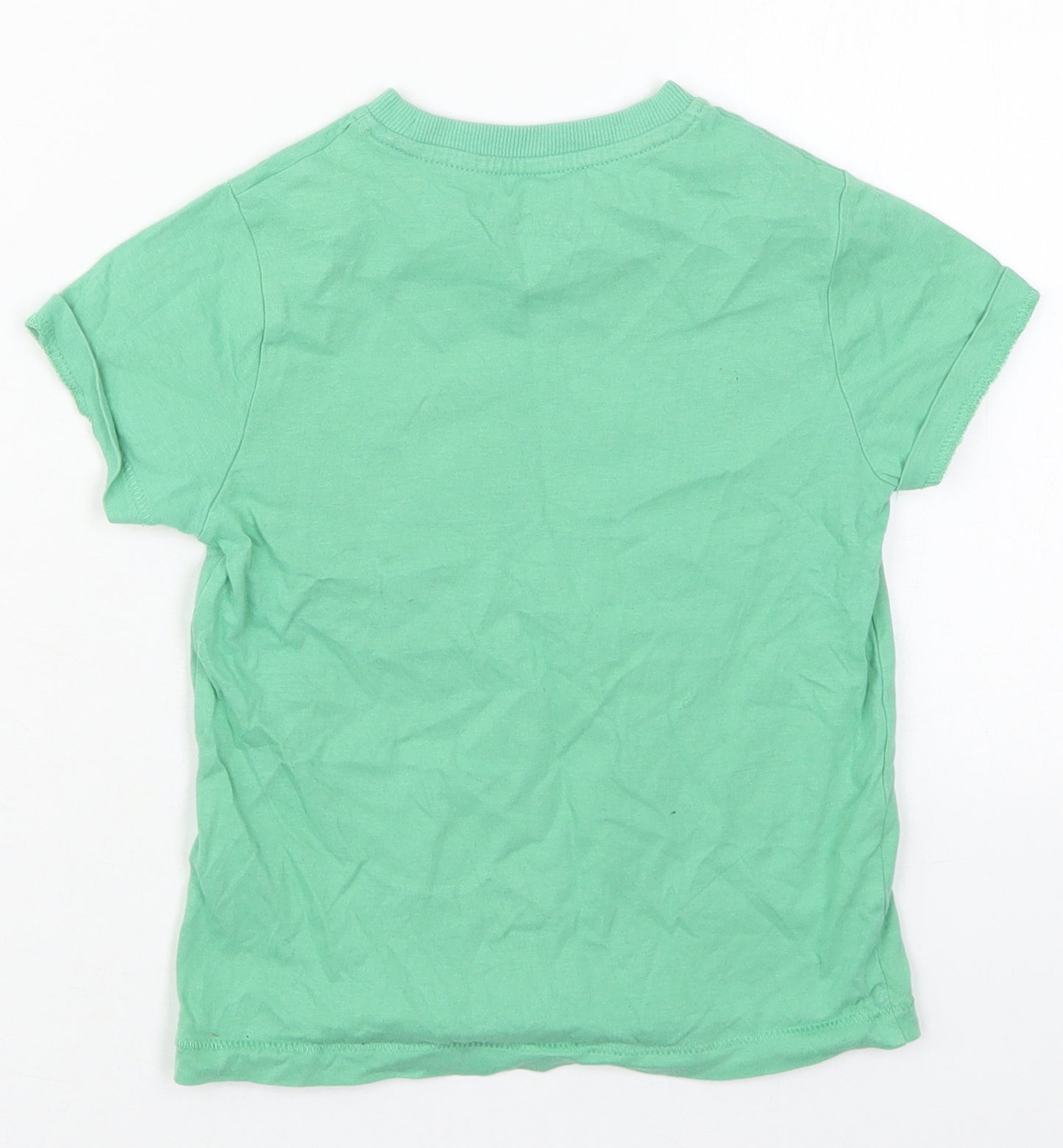 Marks and Spencer Boys Green  Cotton Basic T-Shirt Size 4-5 Years Crew Neck Pullover - Dinosaurs