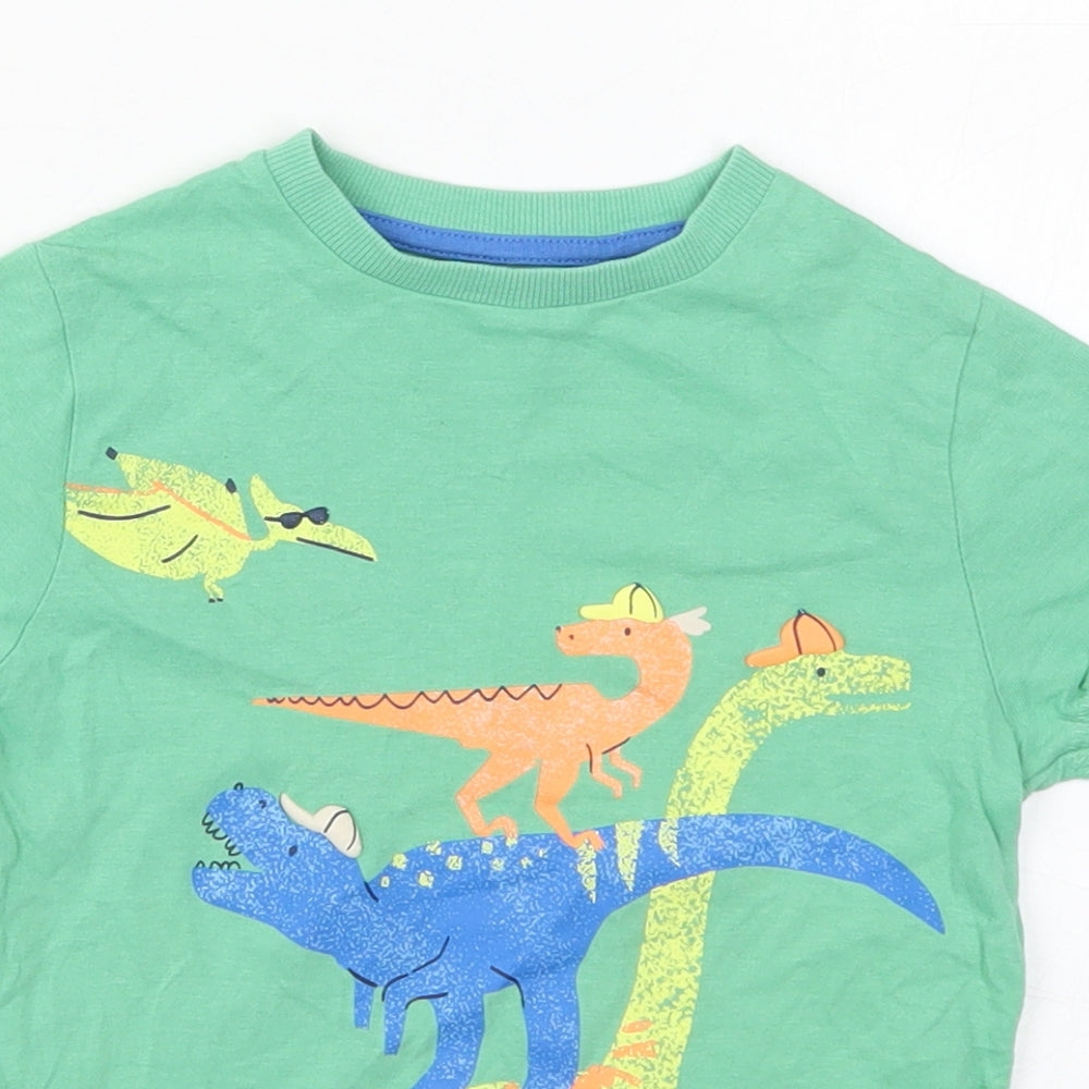 Marks and Spencer Boys Green  Cotton Basic T-Shirt Size 4-5 Years Crew Neck Pullover - Dinosaurs