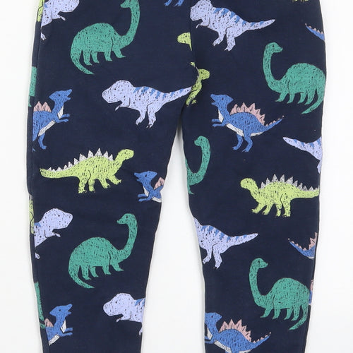 Marks and Spencer Boys Blue  Cotton Sweatpants Trousers Size 4-5 Years  Regular Drawstring - Dinosaurs