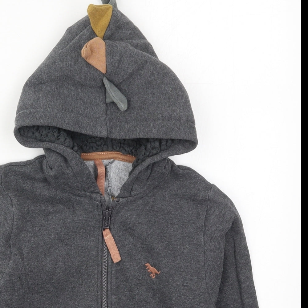 NEXT Boys Grey  Cotton Full Zip Hoodie Size 4-5 Years  Zip - Dinosaur